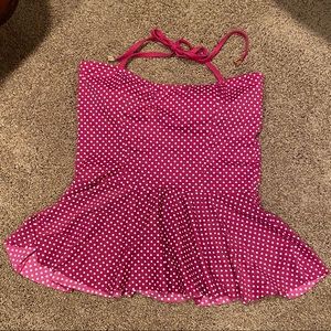 Lime Ricki Maroon & White Polka Dot Swim top